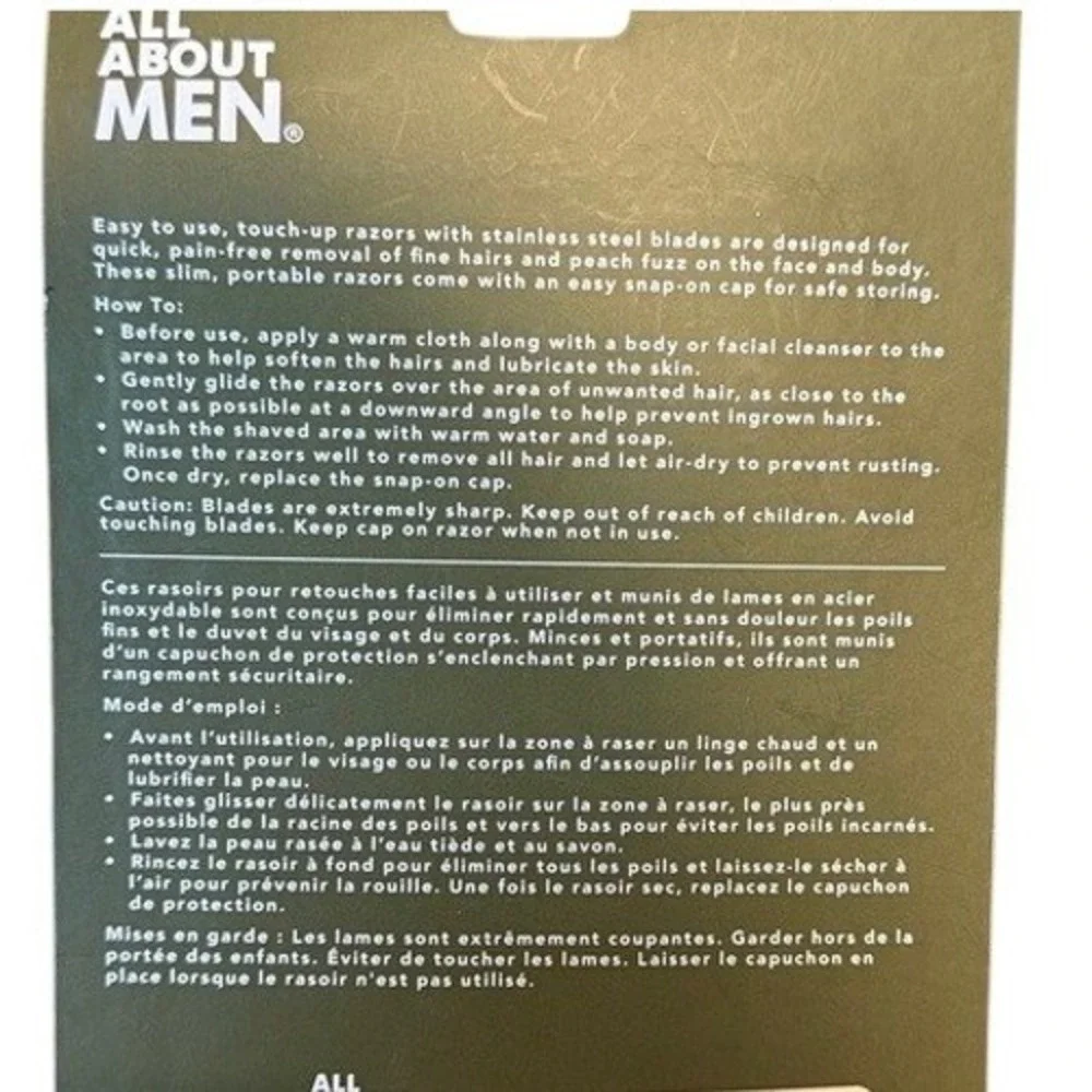 All About Men Touch-Up Razors Men Black Grooming Disposable 6 Count Pack‎